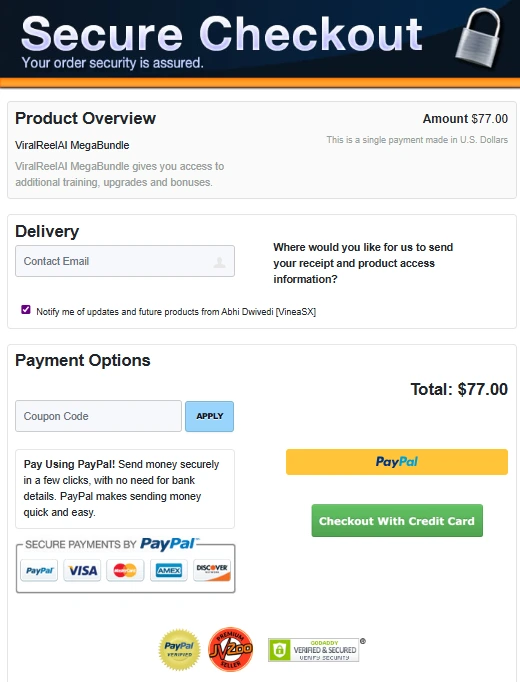 ViralReelAI-checkout-page